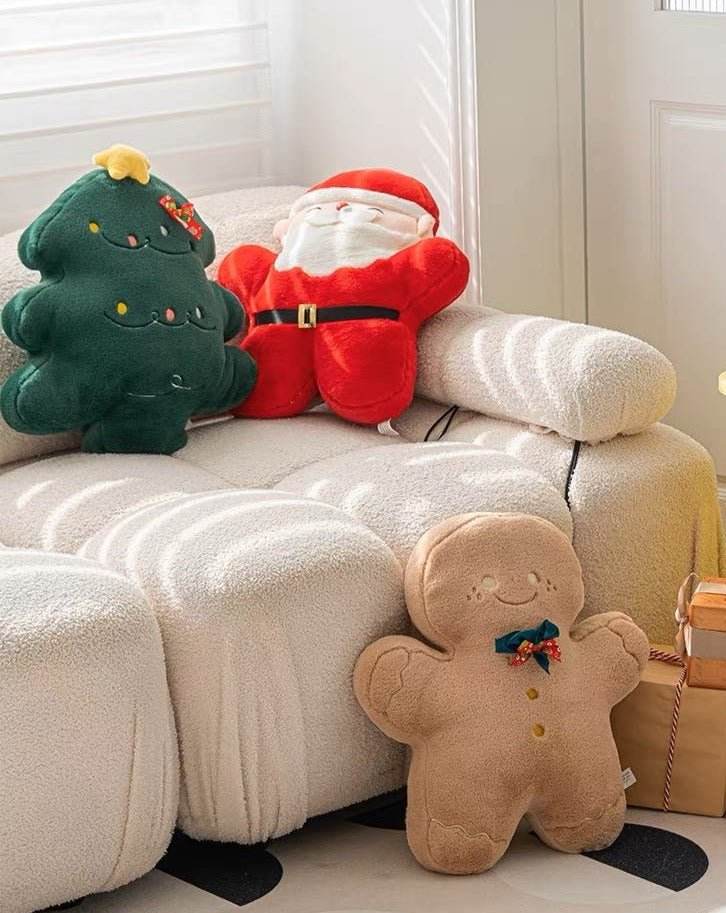Christmas Decorative Throw Pillow - Santa, Gingerbread Man, Christmas Tree - Zoanne