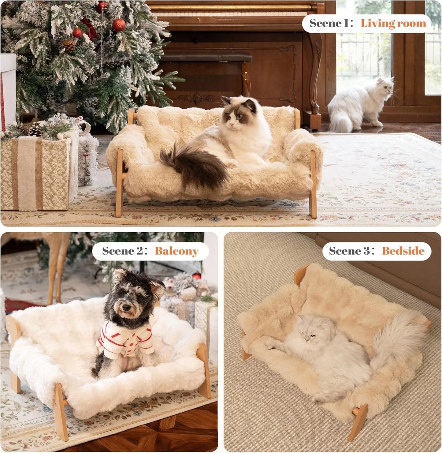 Indoor cat-specific elevated cat bed