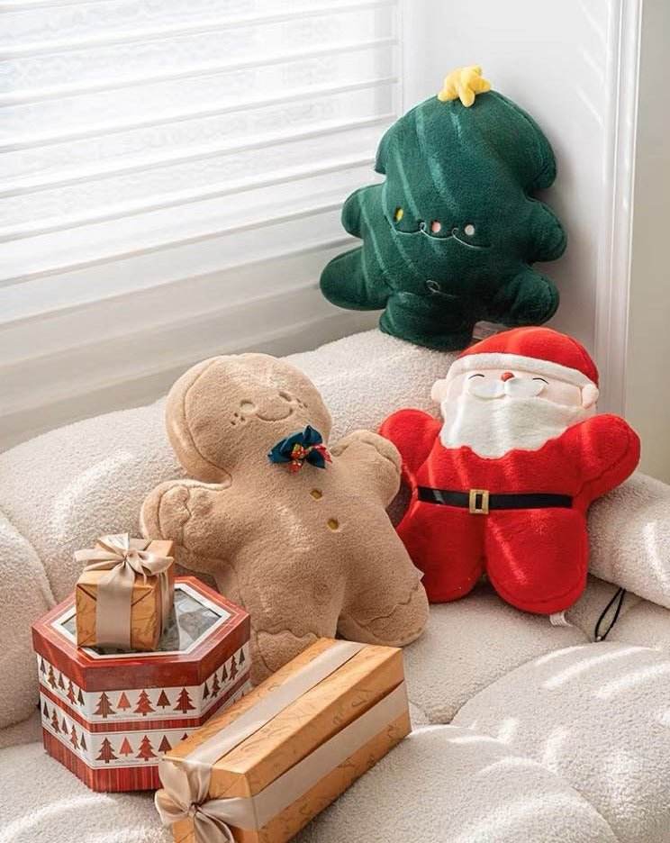 Christmas Decorative Throw Pillow - Santa, Gingerbread Man, Christmas Tree - Zoanne