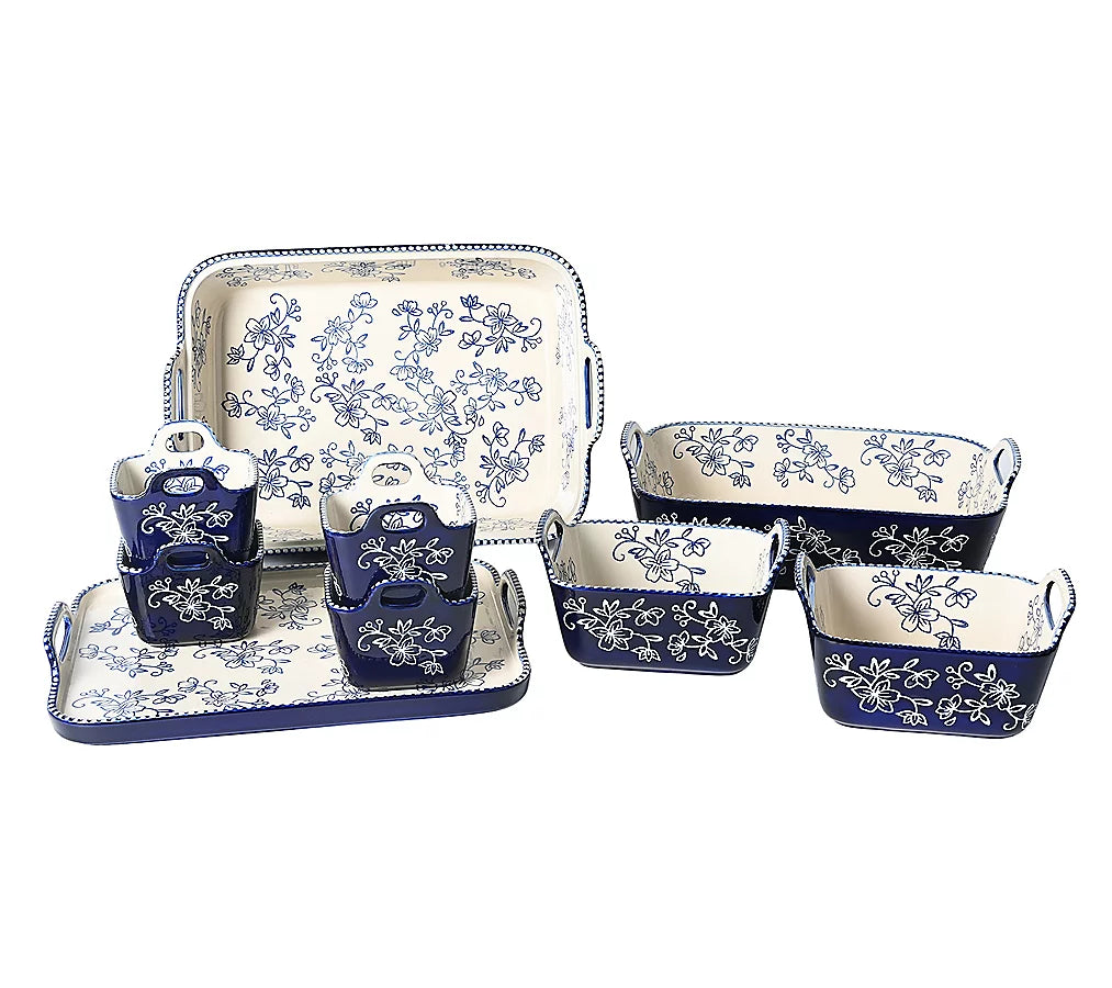 Lace Floral 9-Piece Baking Tool Set (with Curved Handles)