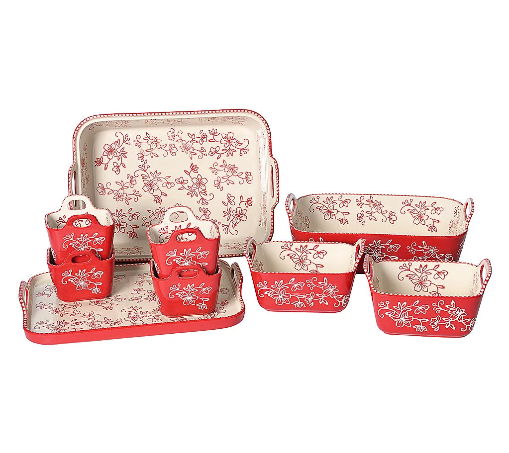 Lace Floral 9-Piece Baking Tool Set (with Curved Handles)
