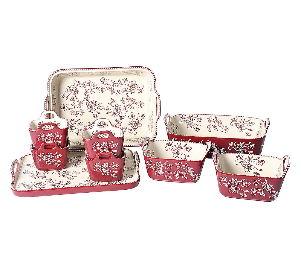 Lace Floral 9-Piece Baking Tool Set (with Curved Handles)