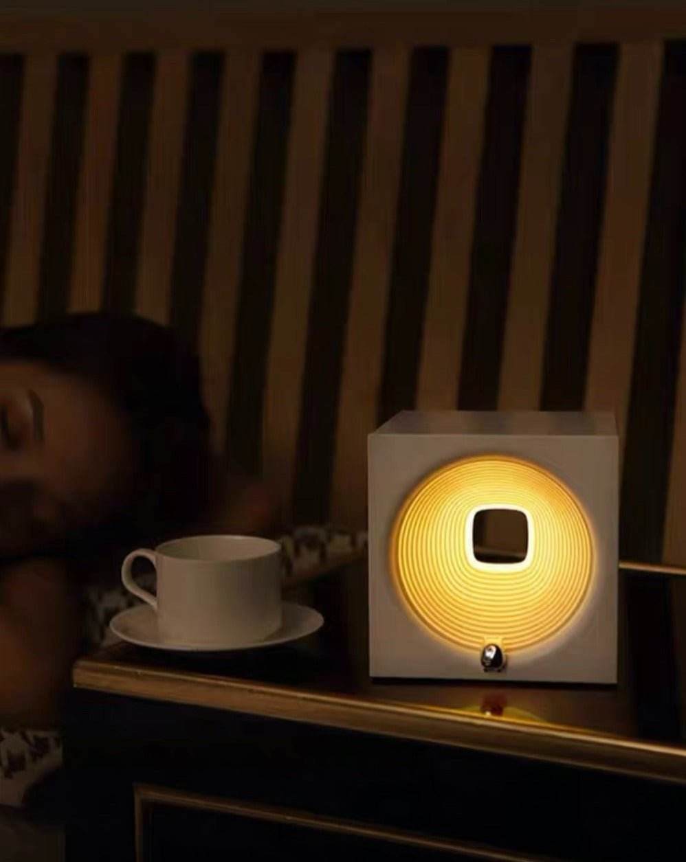 Time Machine Sleep Inducing Bedside Lamp with Speaker - Dimmable Sleep Aid Night Light - Zoanne